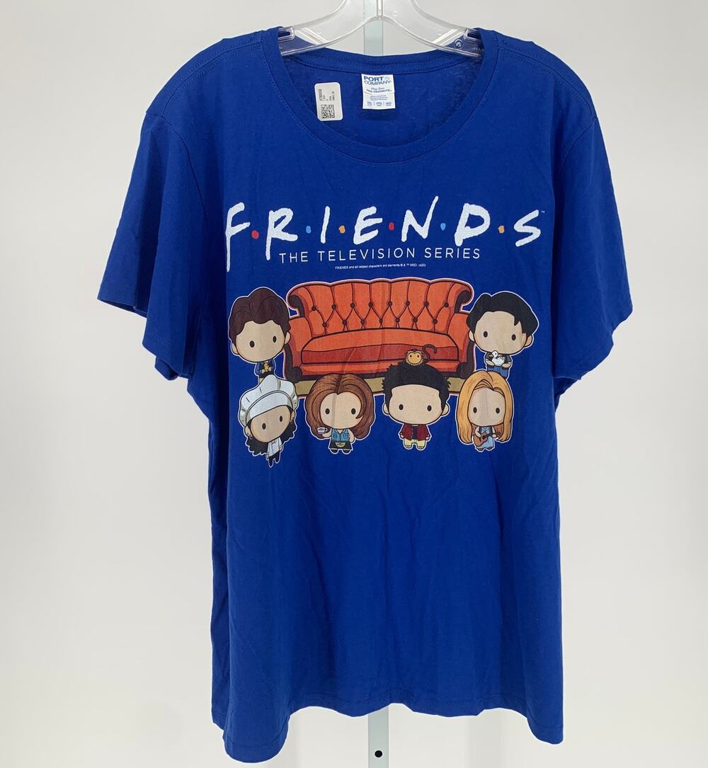 NWOT Friends T-shirt chibi characters blue ladies 3XL 100% cotton Port & Company